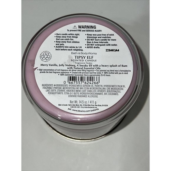 Bath & Body Works Candle TIPSY ELF 3 Wick Candle Day Exclusive NEW Holiday 2022 - Picture 13 of 16